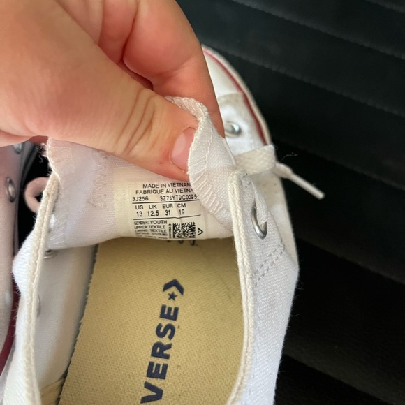 Converse Kids White Sneakers with Red Trim - Picture 3 of 5